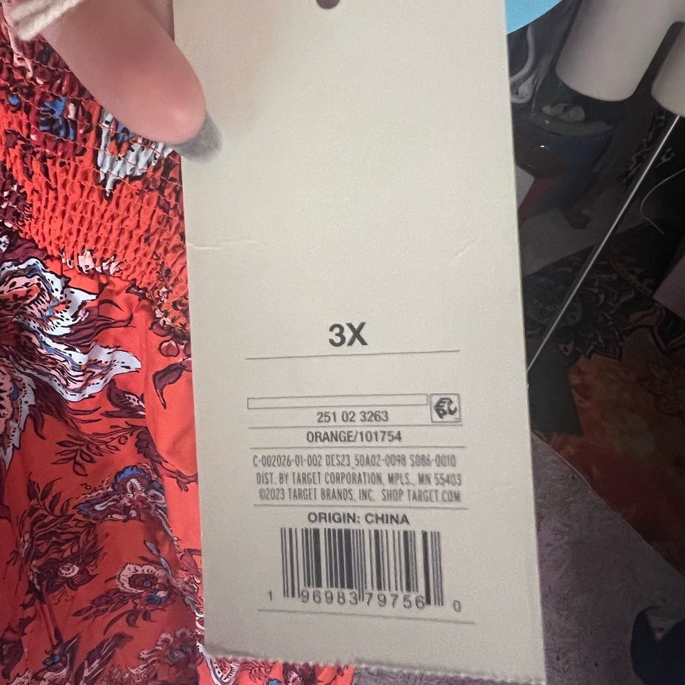 NWT RHODE X Target orange leafy floral print tiered plus size midi - Picture 5 of 8
